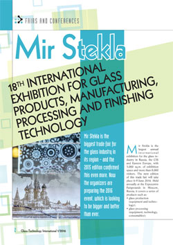 Mir Stekla 18th international exhibition for glass products, manufacturing, processing and finishing technology
